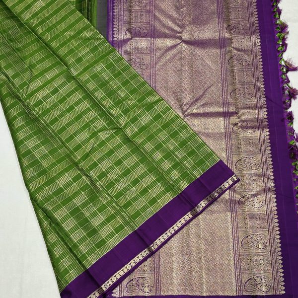 Stripes-checks-Kanjivaram-silk-Saree